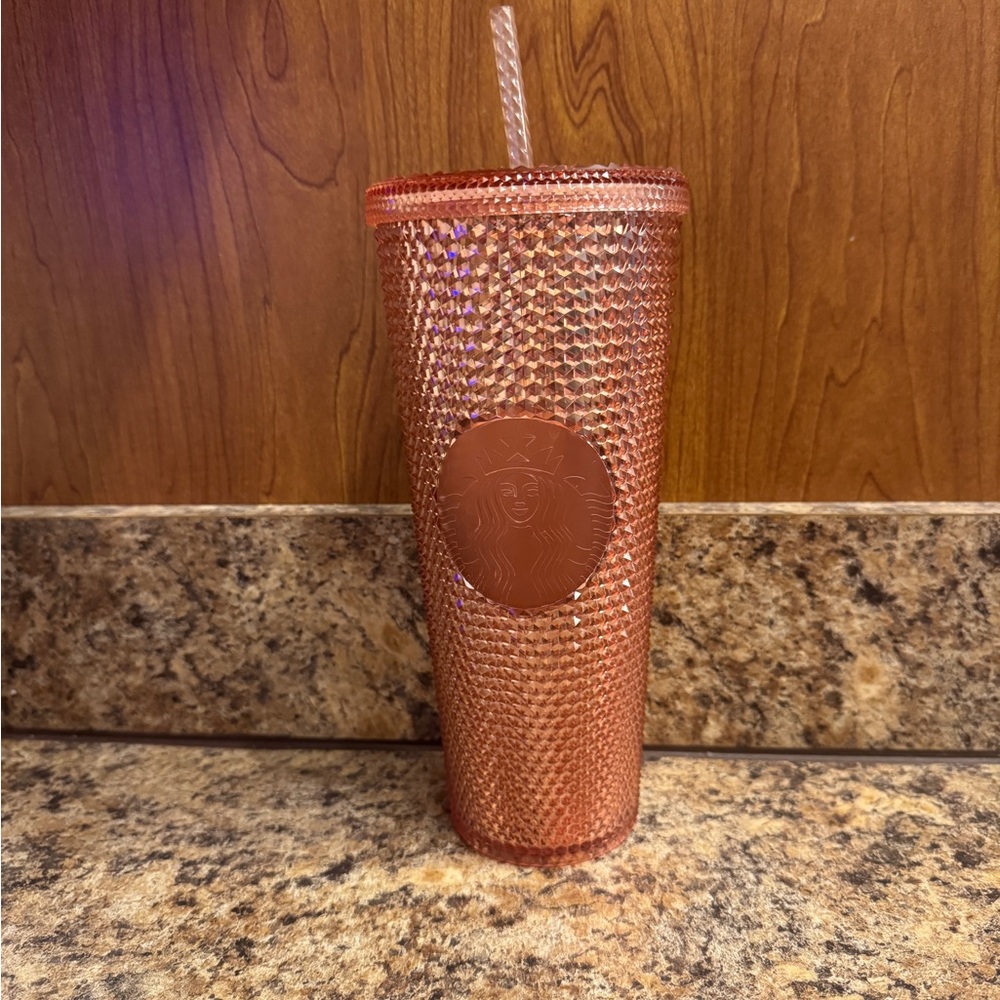 Starbucks Rose Gold/ Pink Studded Tumbler